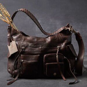 Free People - We the Free Leather Ledger Bag- Espresso